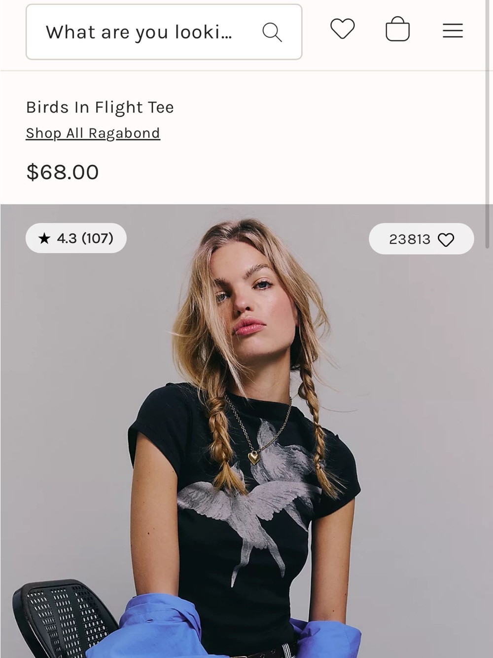 Free People Black Birds Graphic Short Sleeve Tee
